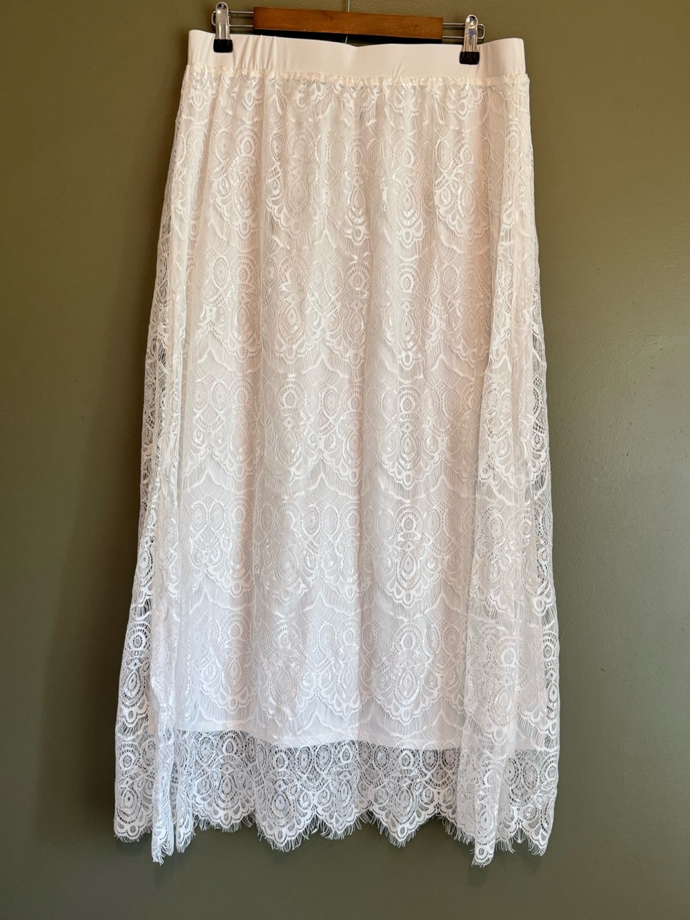 NY Collection White Lace Maxi Skirt